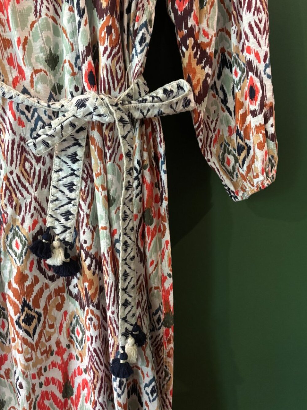 Tommy Bahama Ikat Print Tie-Waist Maxi Dress β L - Picture 5 of 5